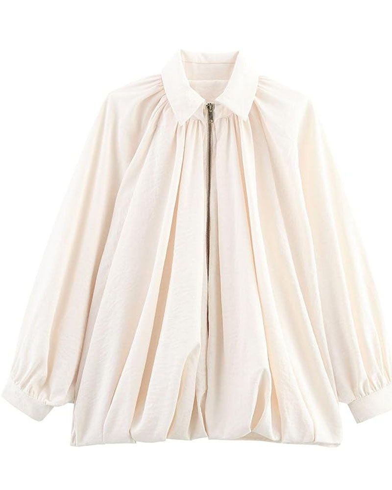 Soft Volume Batwing Bomber Jacket