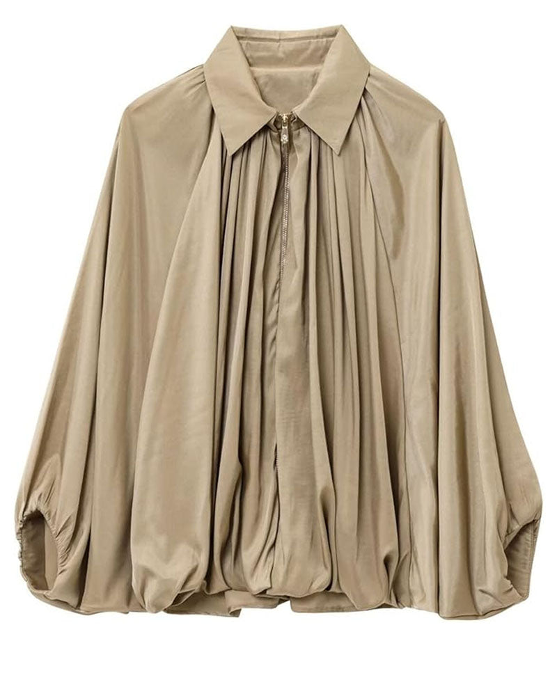 Soft Volume Batwing Bomber Jacket