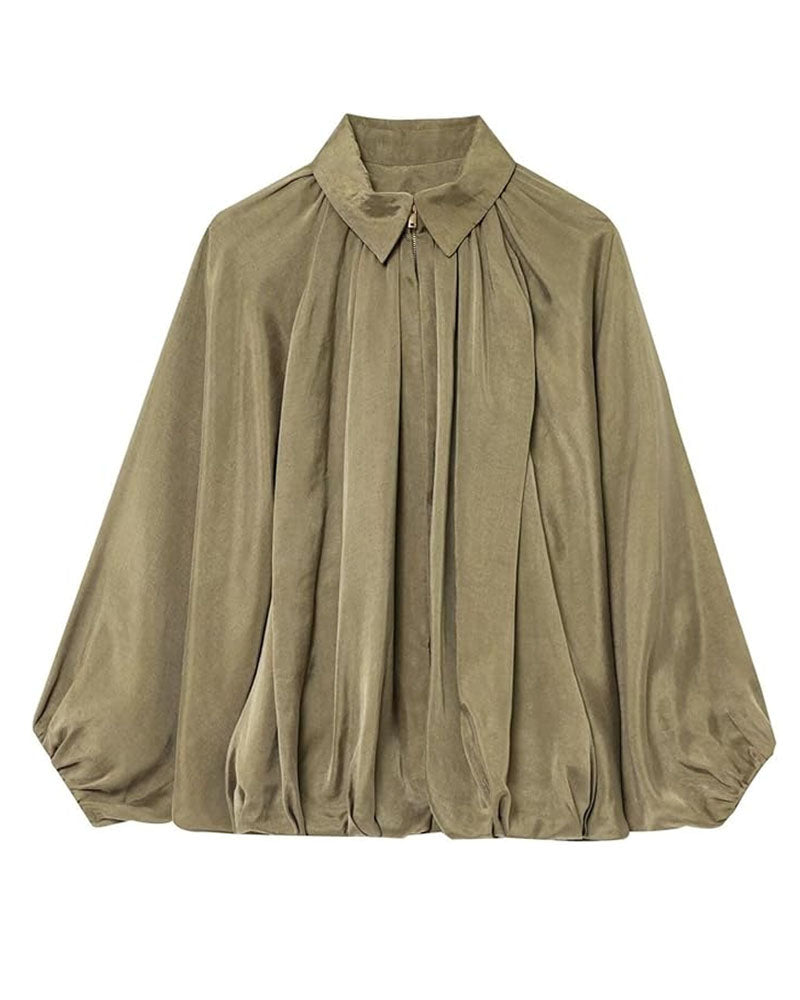 Soft Volume Batwing Bomber Jacket