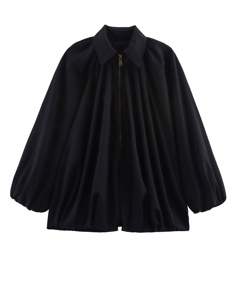 Soft Volume Batwing Bomber Jacket