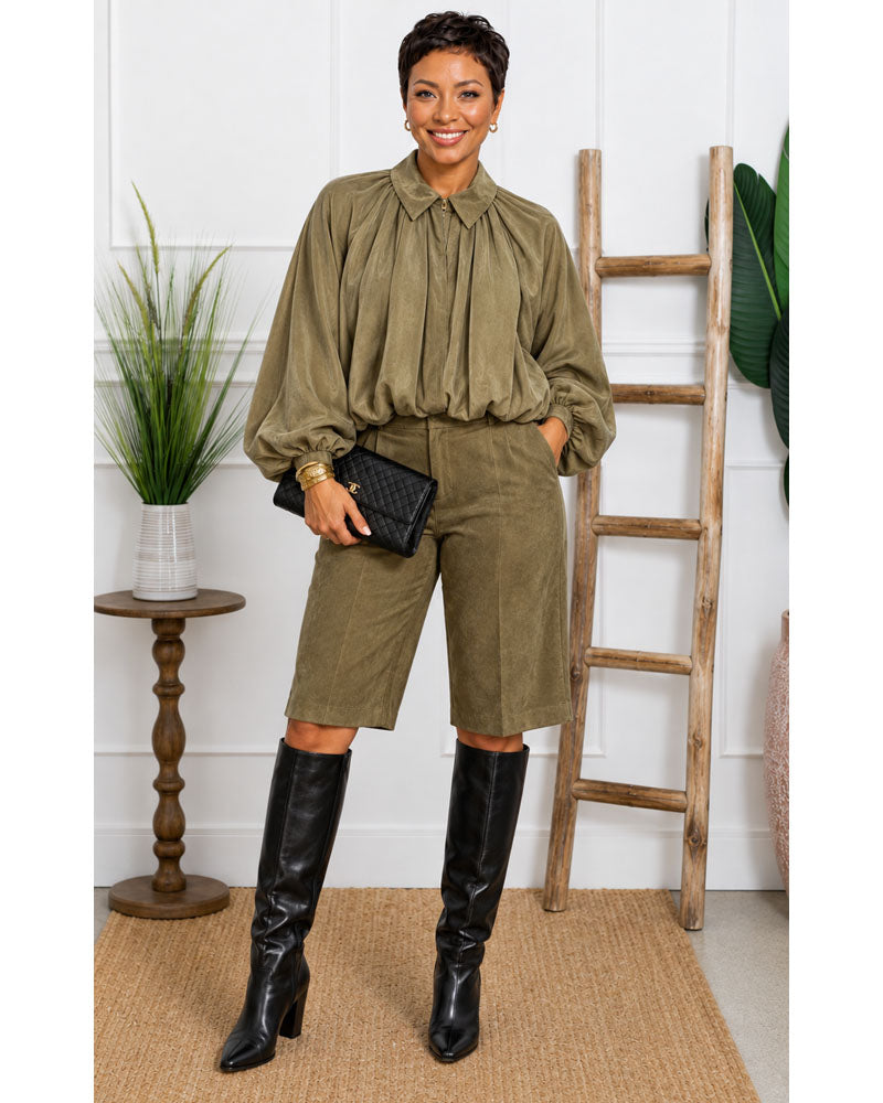 Soft Volume Batwing Bomber Jacket