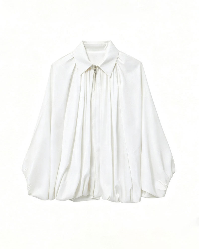 Soft Volume Batwing Bomber Jacket
