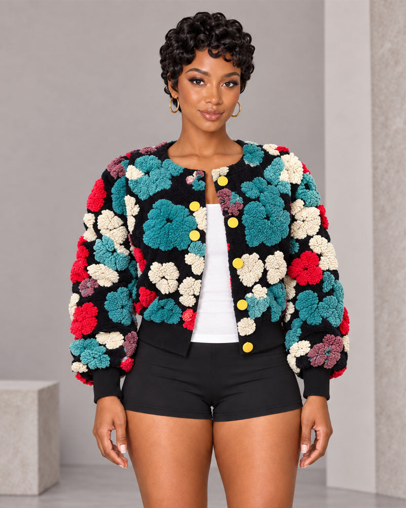 Bloom Shift Floral Bomber Jacket