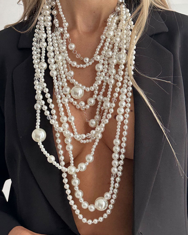 Twisted Layers Pearl Necklace