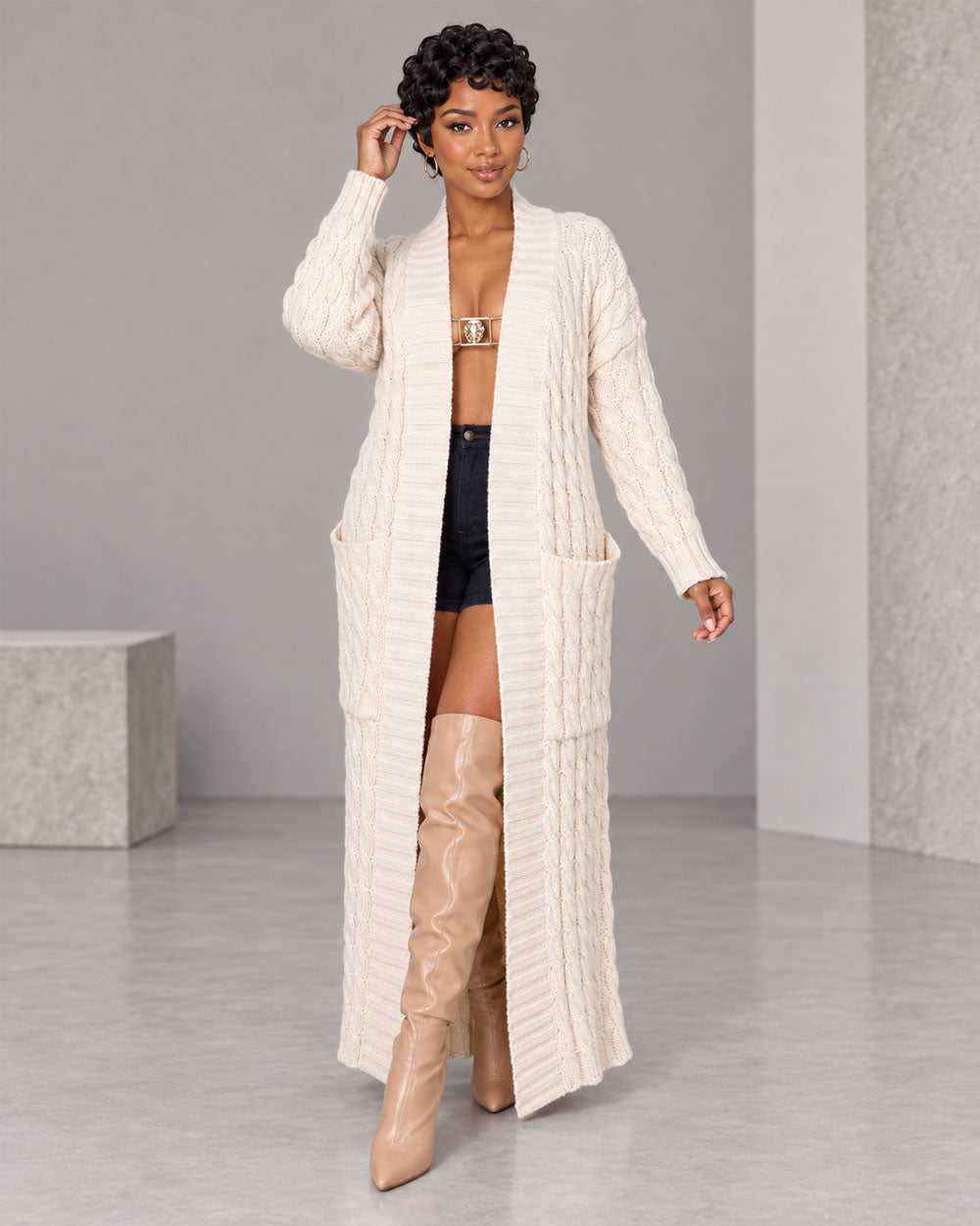 Cable Comfort Maxi Knit Cardigan