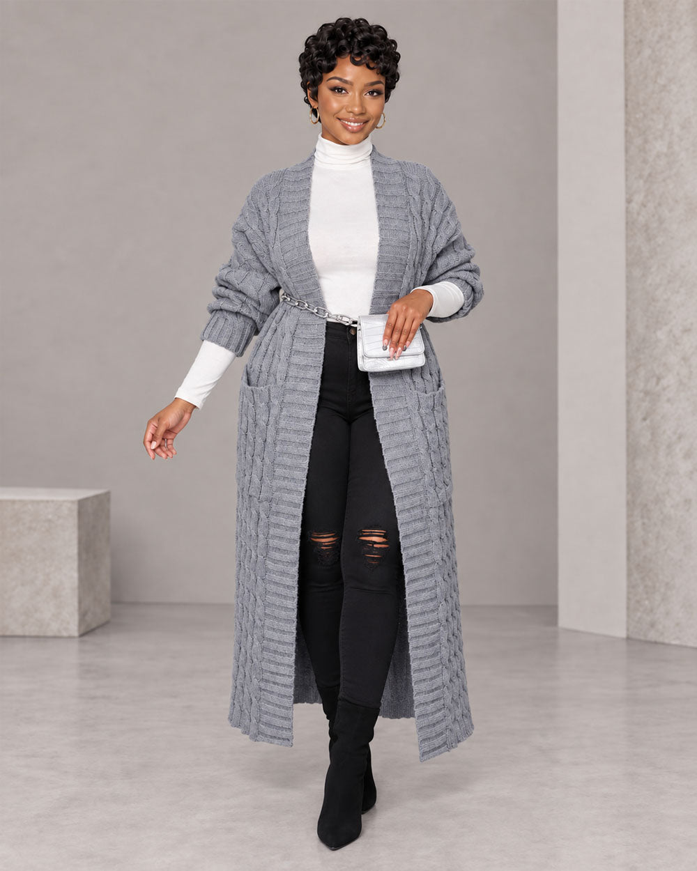Cable Comfort Maxi Knit Cardigan