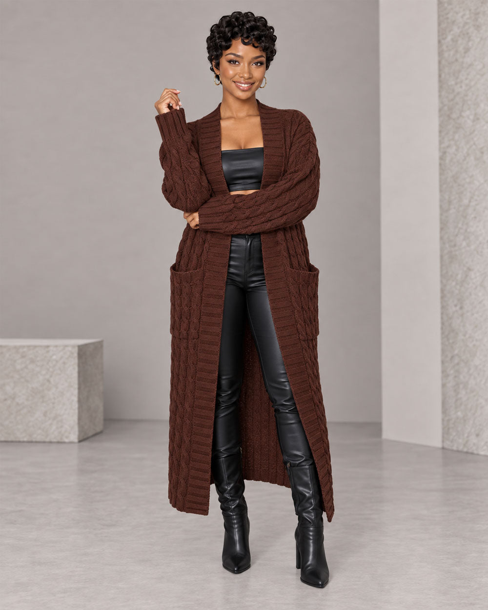 Cable Comfort Maxi Knit Cardigan
