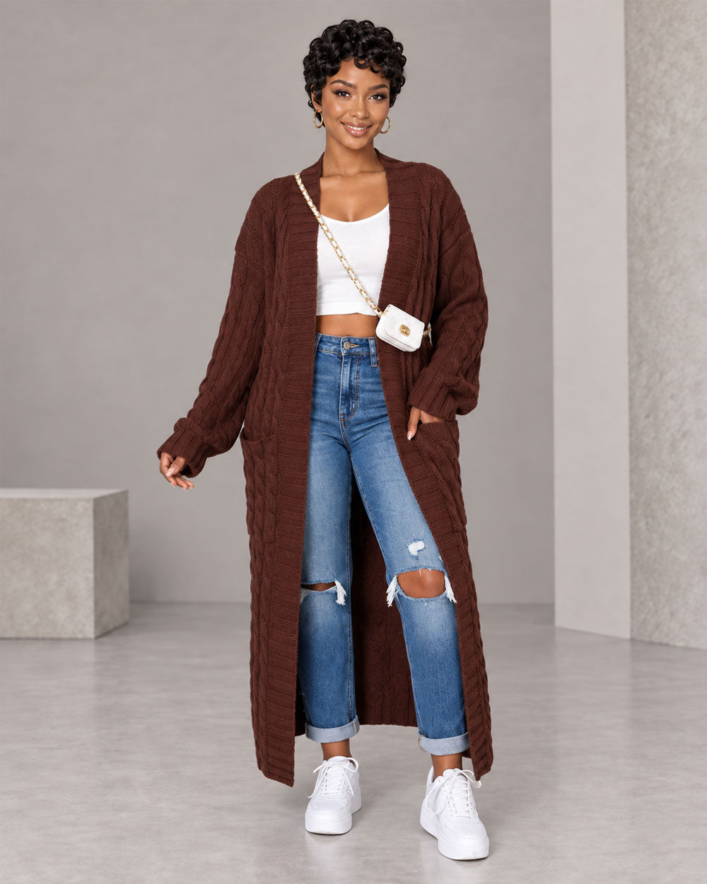 Cable Comfort Maxi Knit Cardigan