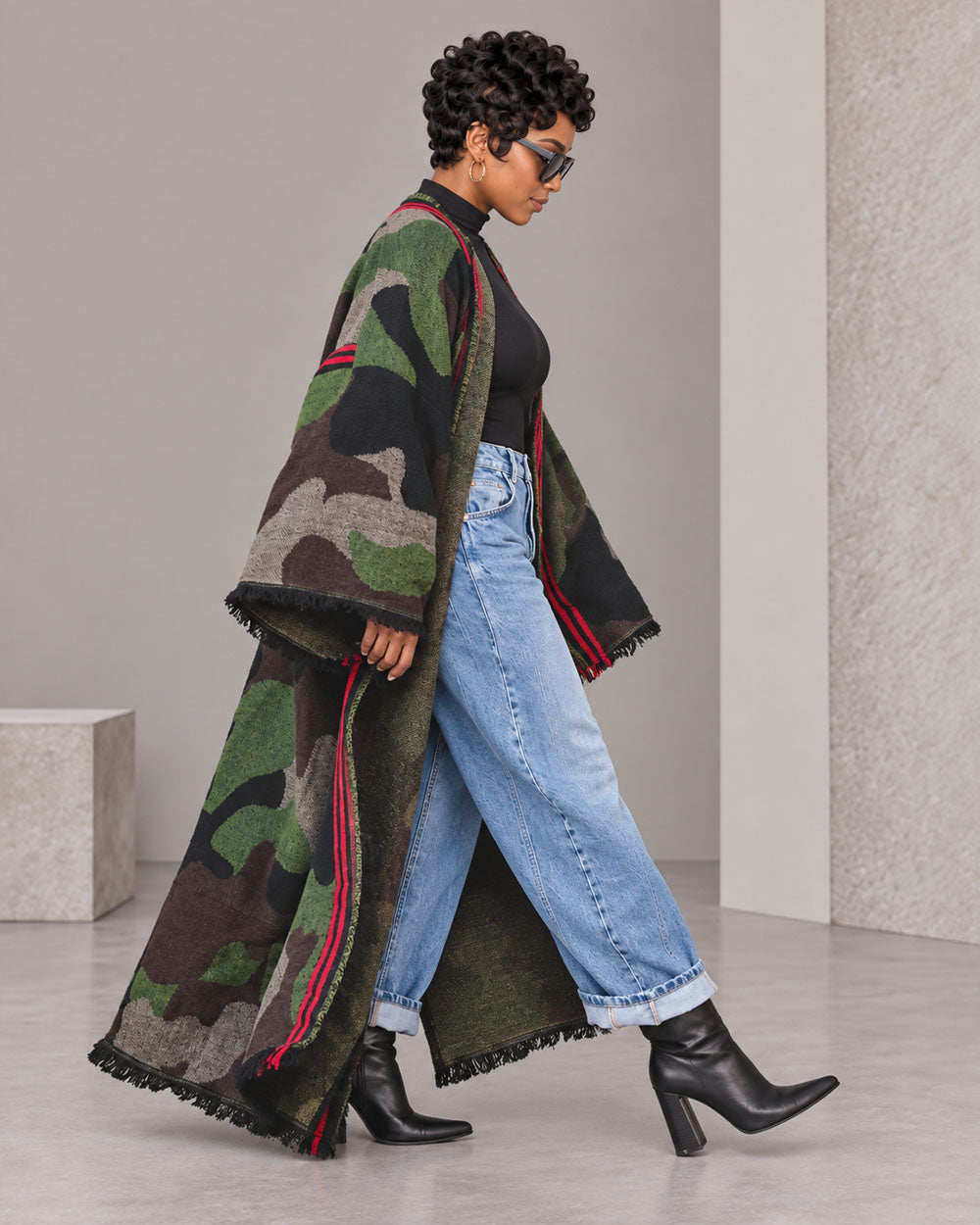 Camo Sweep Oversized Duster