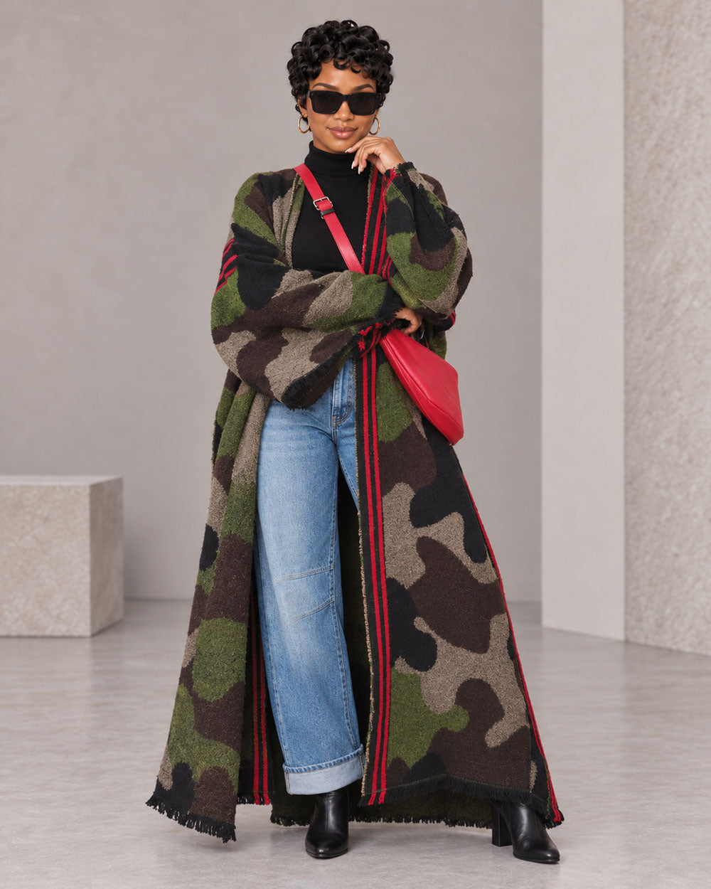 Camo Sweep Oversized Duster