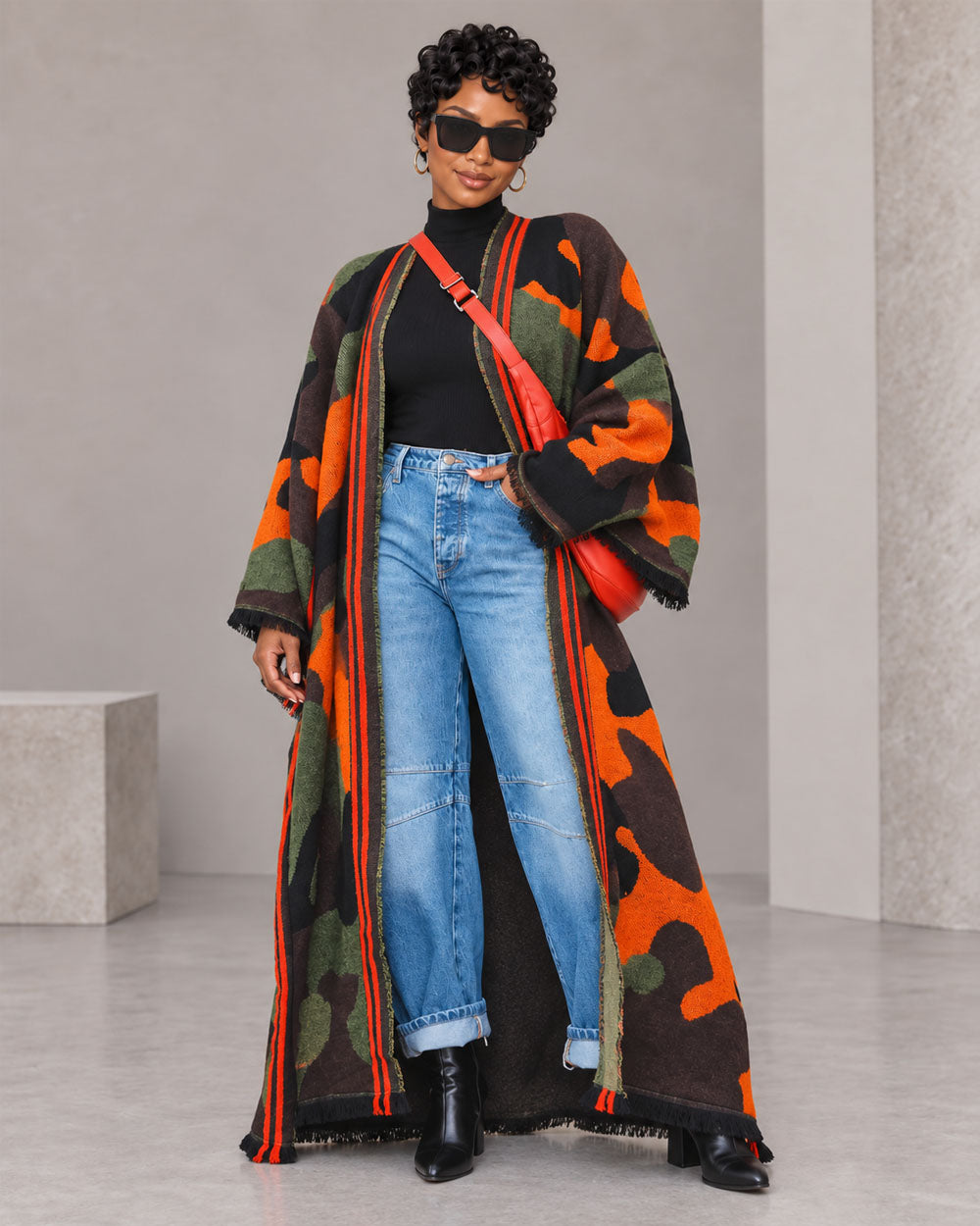 Camo Sweep Oversized Duster