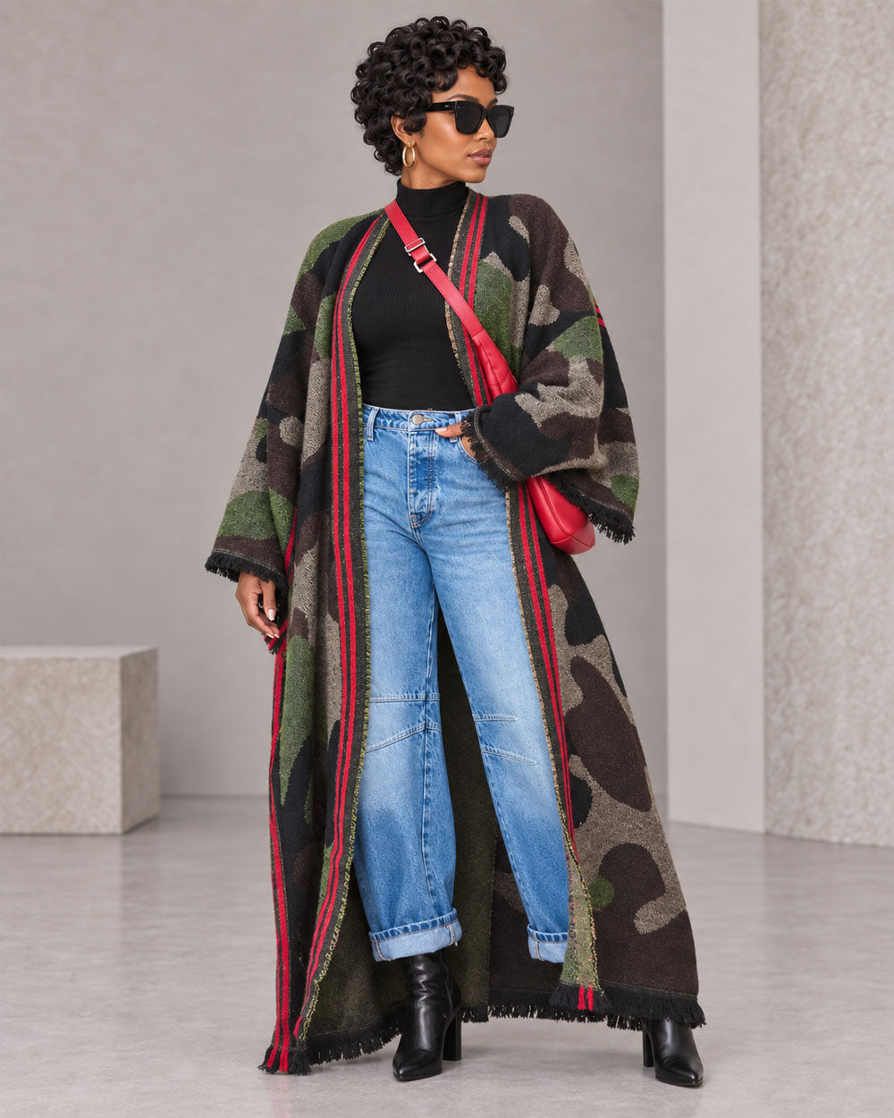 Camo Sweep Oversized Duster