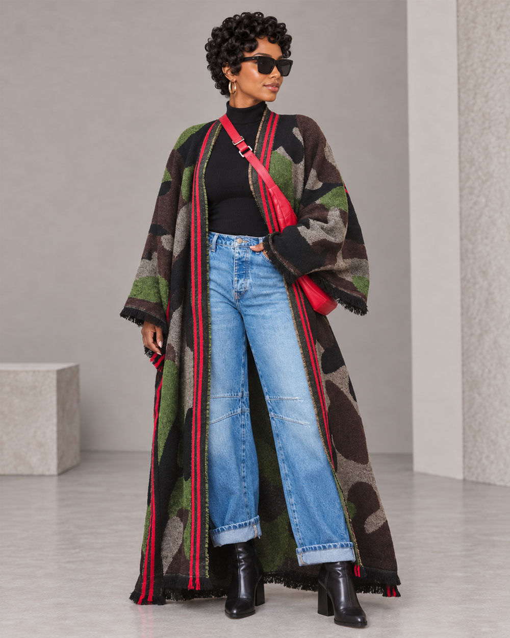 Camo Sweep Oversized Duster