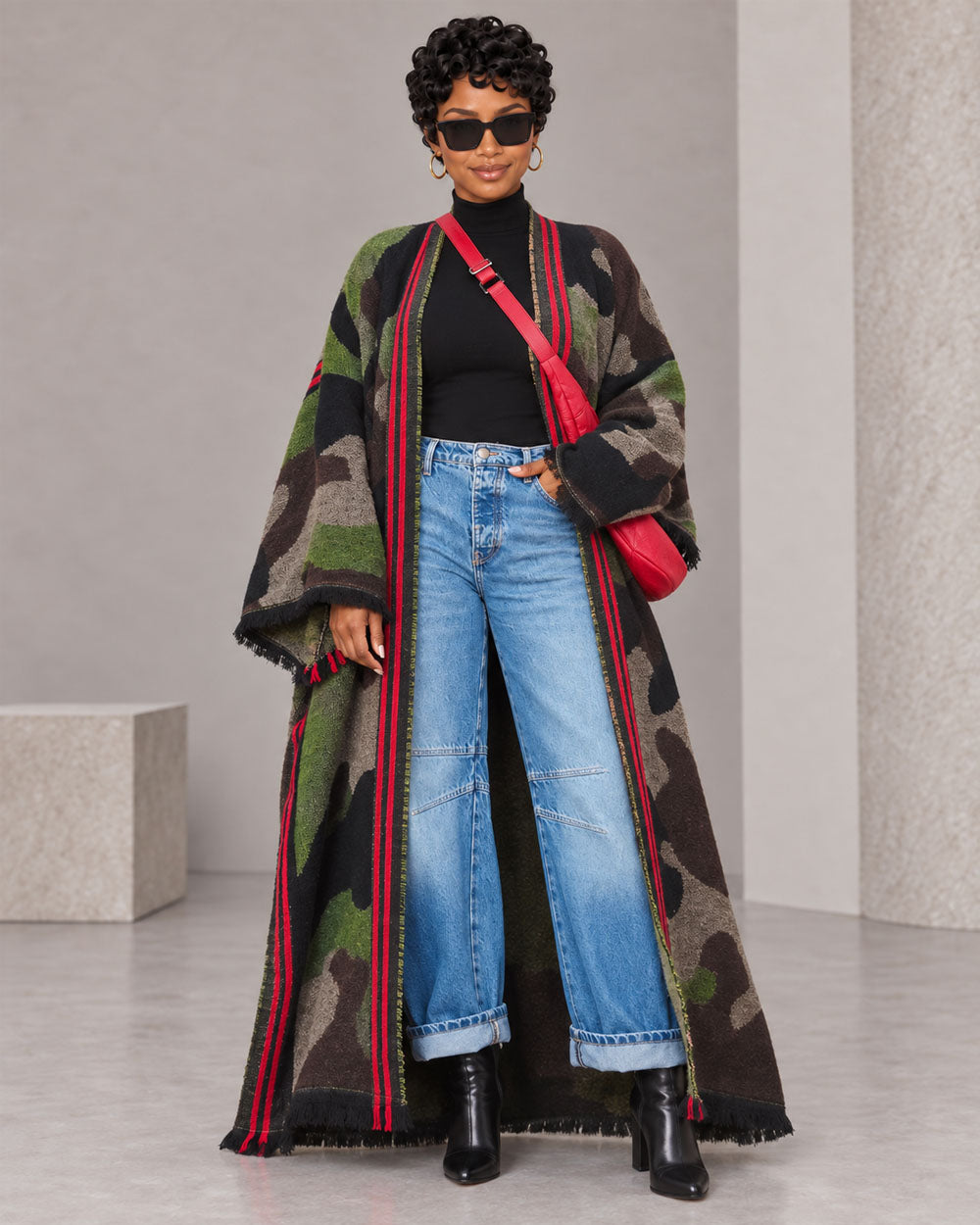 Camo Sweep Oversized Duster