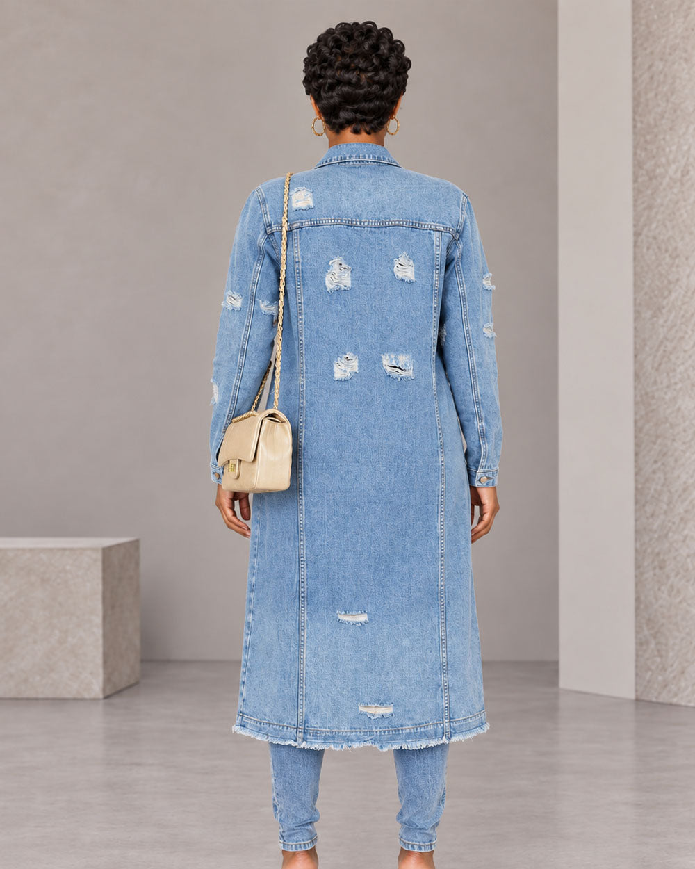 Long Game Distressed Denim Duster