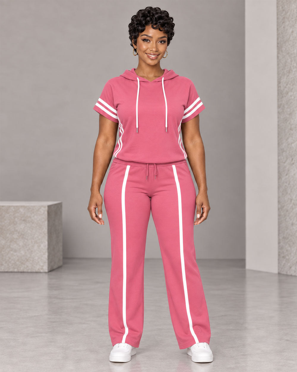 Easy Pace Hooded Wide-Leg Pant Set