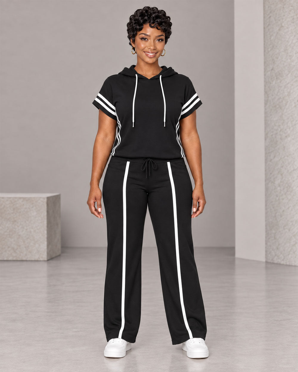 Easy Pace Hooded Wide-Leg Pant Set