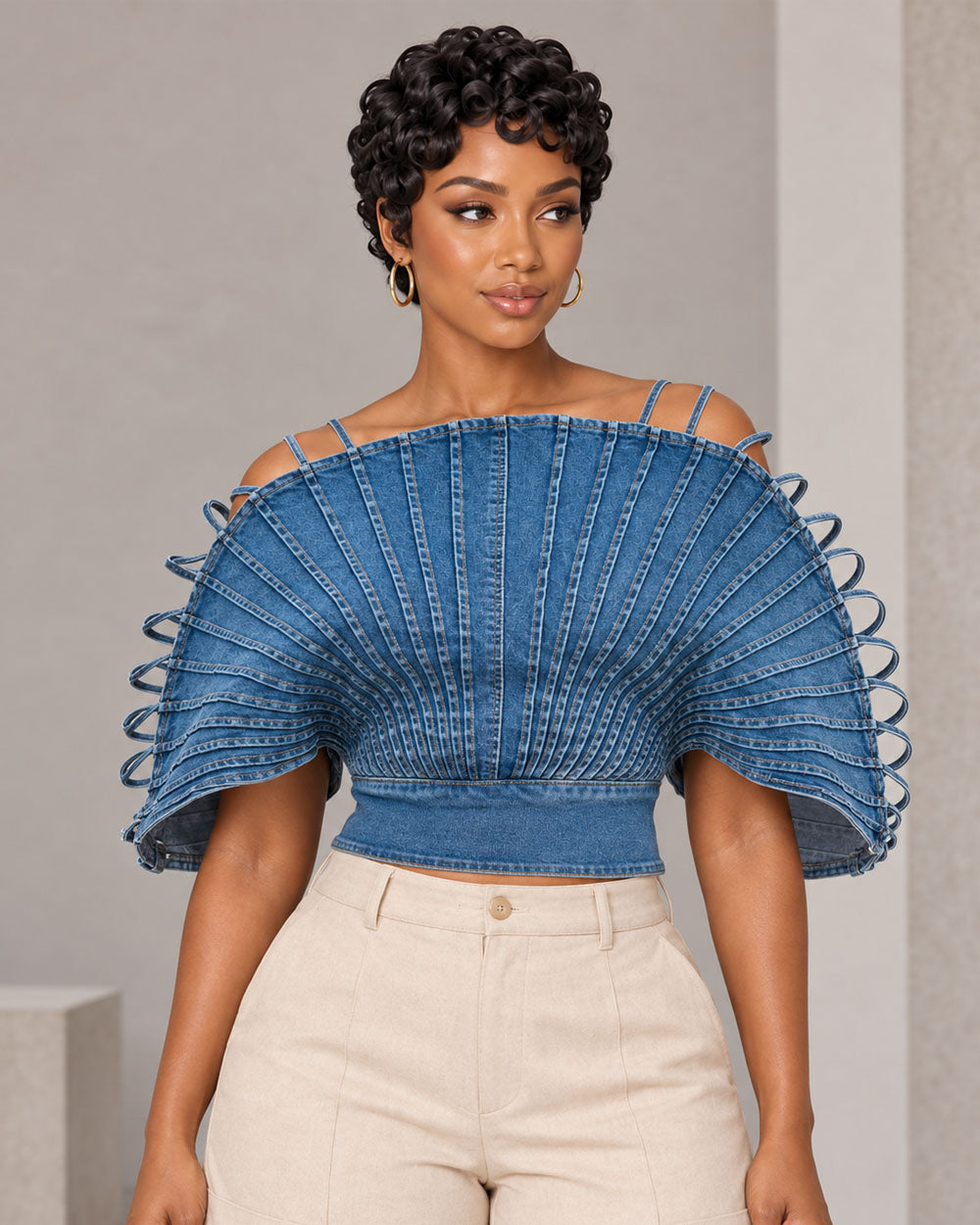 Fan Flight Denim Top or Set