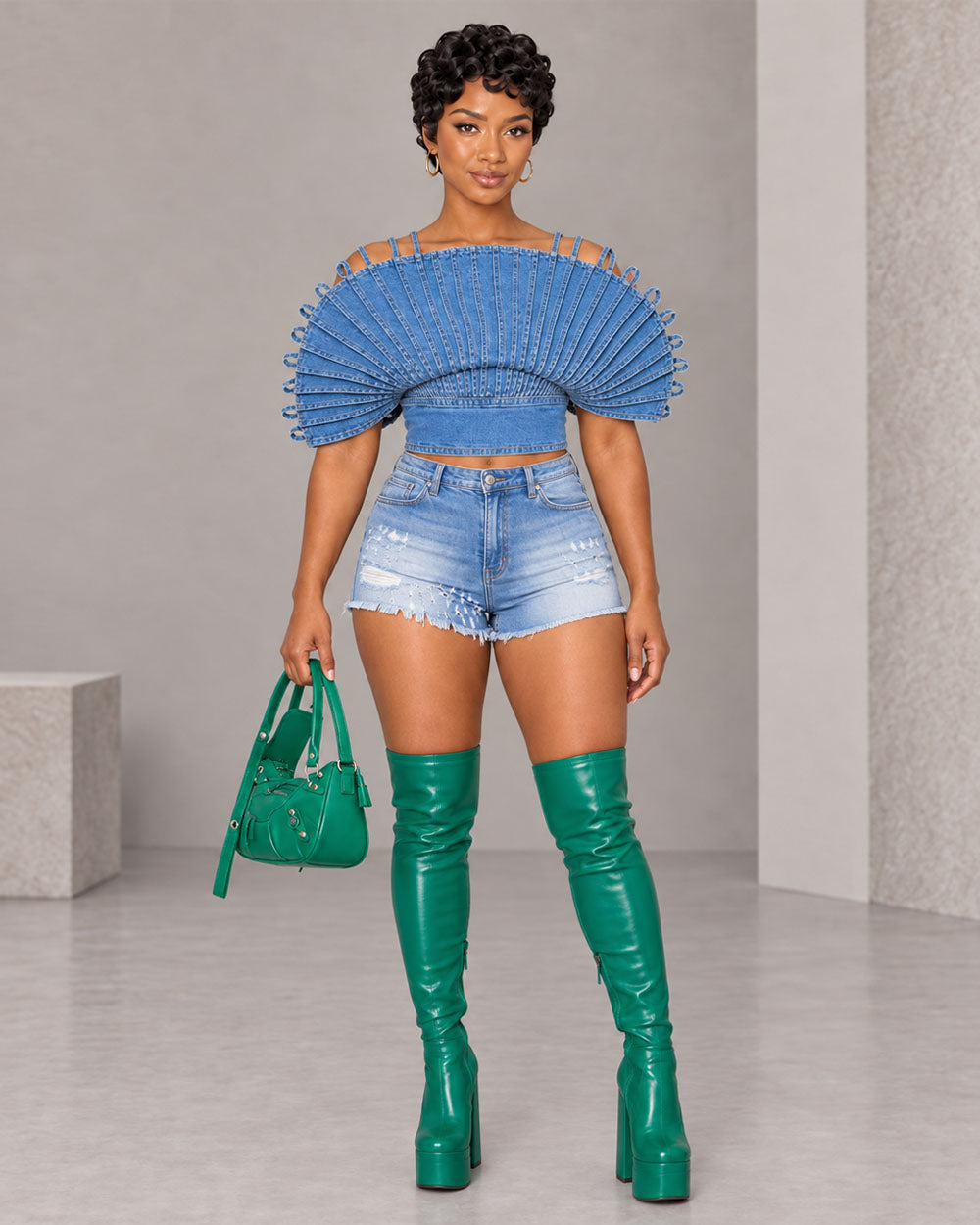 Fan Flight Denim Top or Set