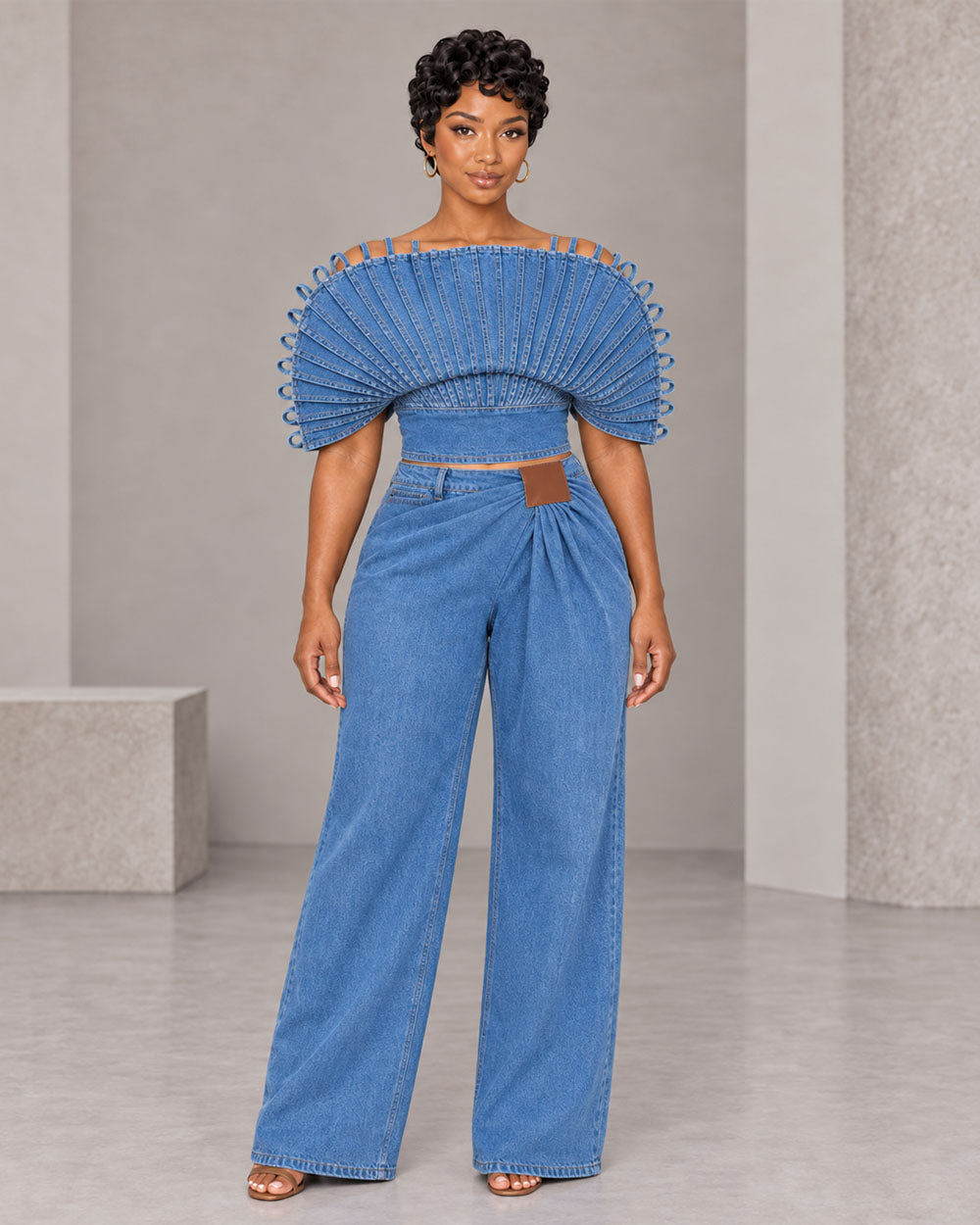 Fan Flight Denim Top or Set