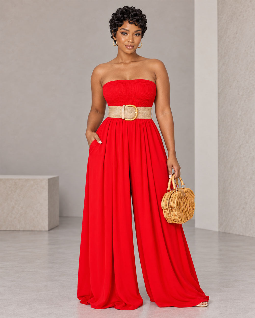 Free Flow Strapless Wide-Leg Jumpsuit