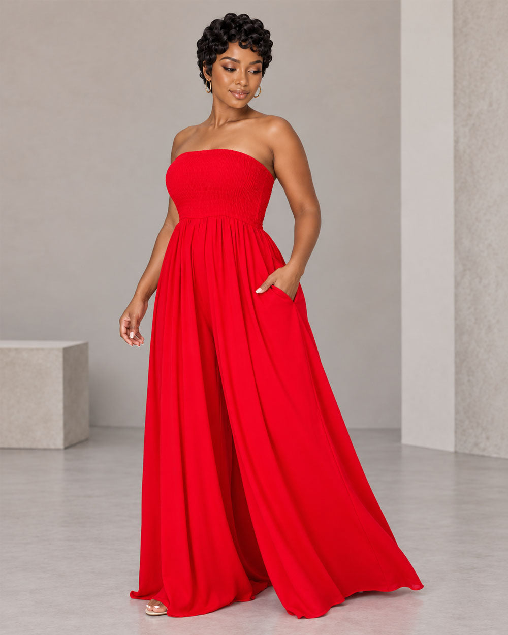 Free Flow Strapless Wide-Leg Jumpsuit