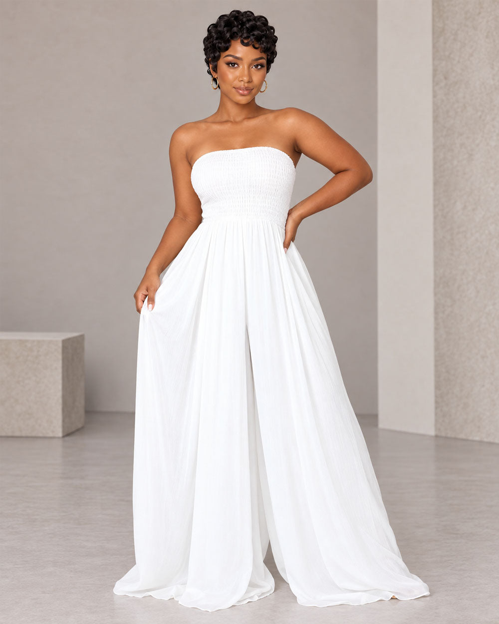 Free Flow Strapless Wide-Leg Jumpsuit