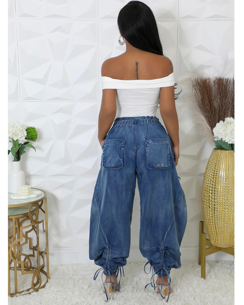 Pocket Play Balloon-Leg Denim Joggers