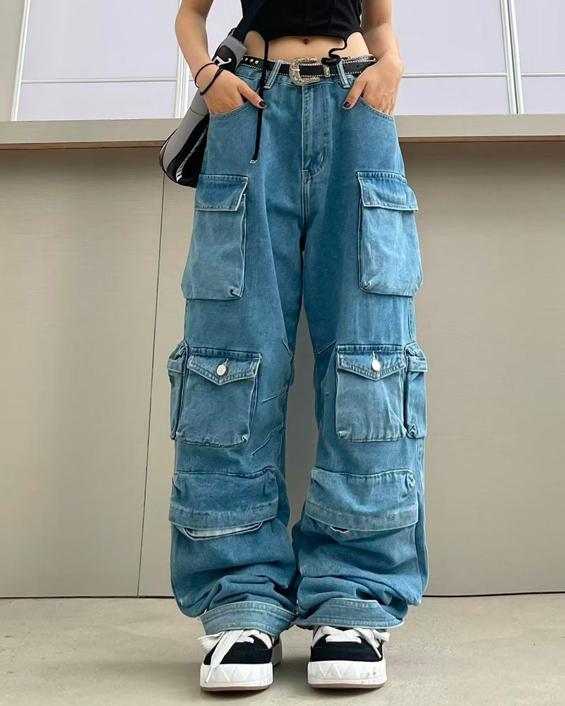 Hem Shift Tall-Friendly Denim Cargo Jeans