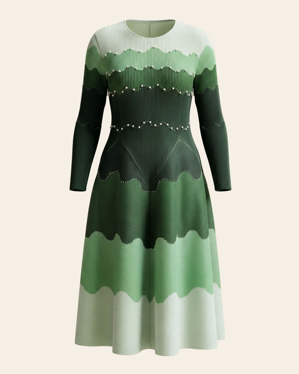 Green gradient pearl-detail midi dress, product view