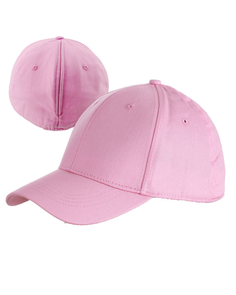Pink magnetic ponytail baseball cap, front and back views