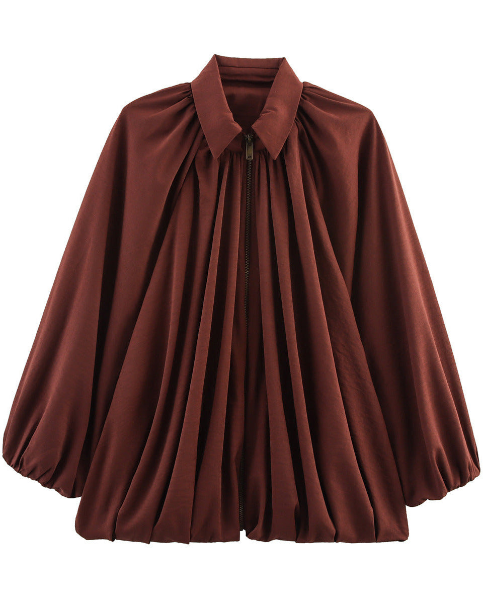 Soft Volume Batwing Bomber Jacket