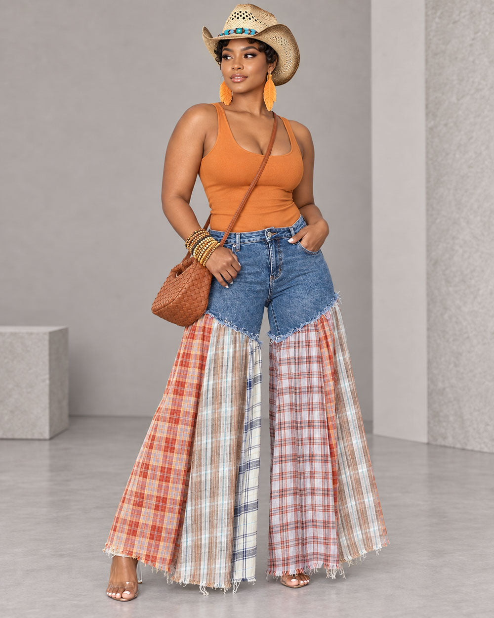 Patchwork Drift Denim Flare Jeans