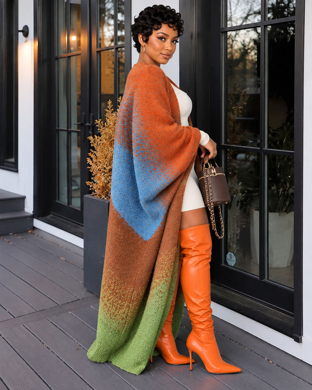 Pattern Sweep Oversized Maxi Cardigan