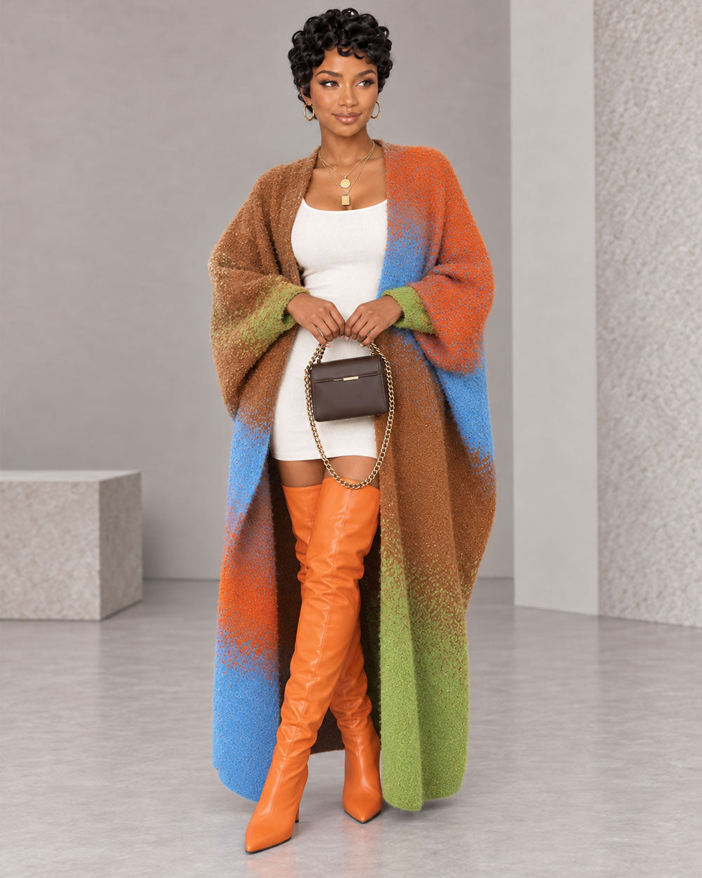Pattern Sweep Oversized Maxi Cardigan