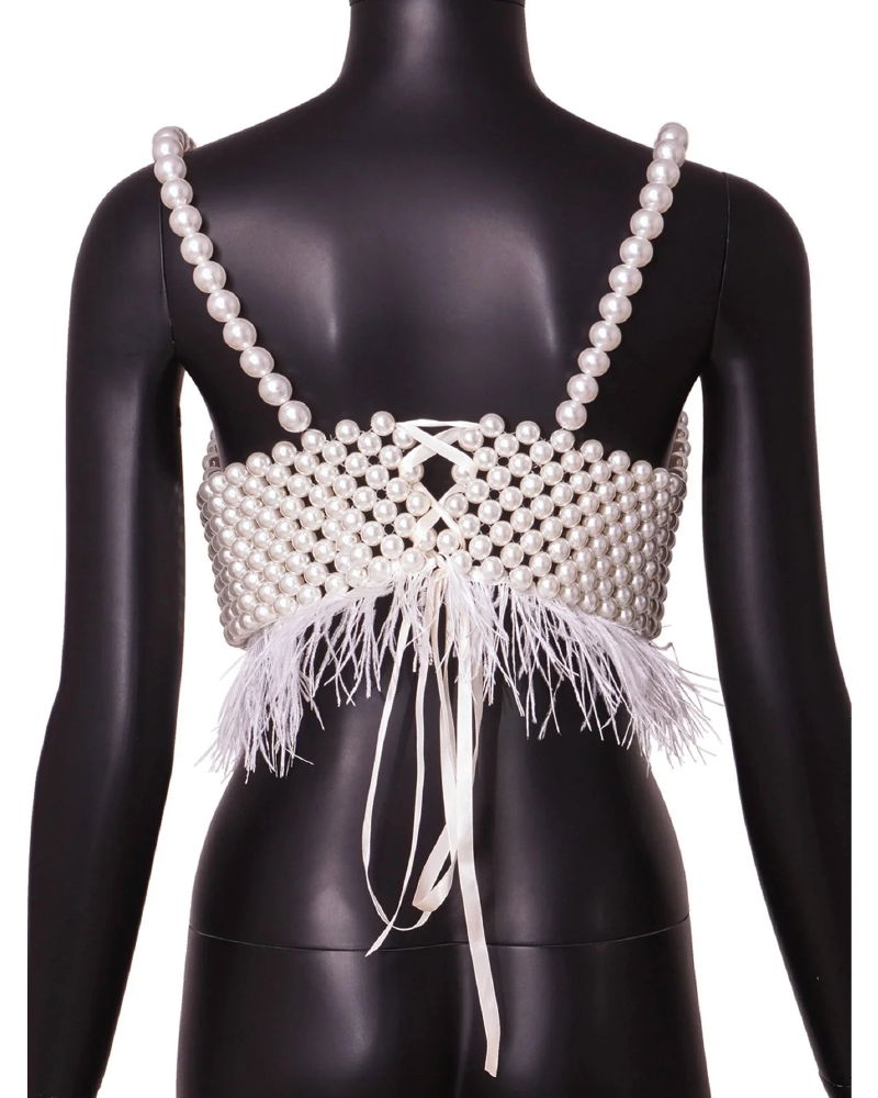 Pearl feather crop top