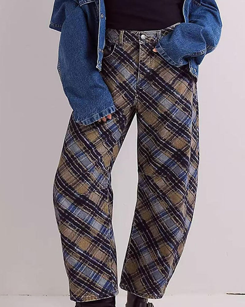 Pattern Shift Cropped Barrel Denim Jeans