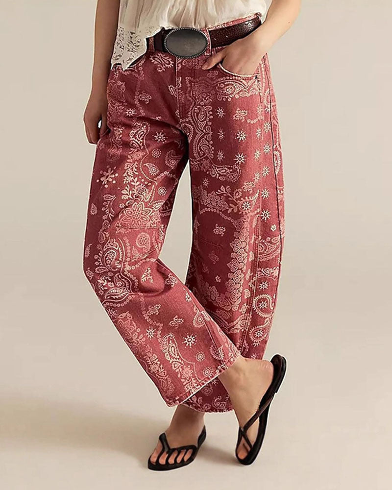 Pattern Shift Cropped Barrel Denim Jeans