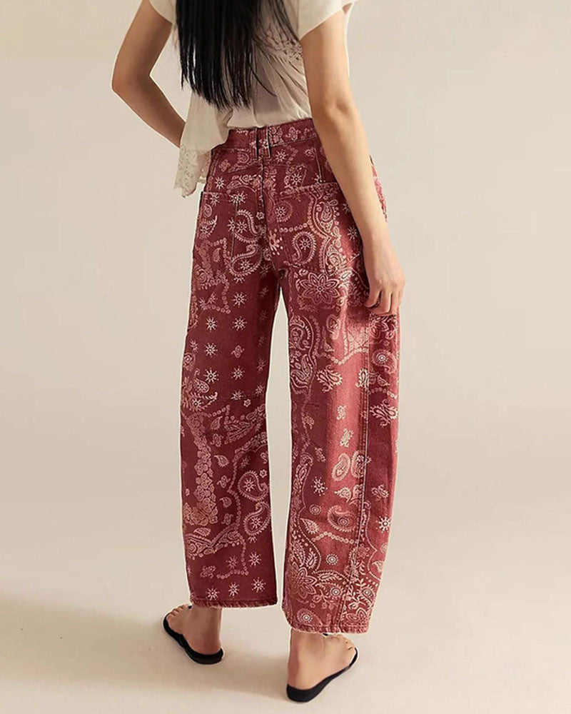 Pattern Shift Cropped Barrel Denim Jeans