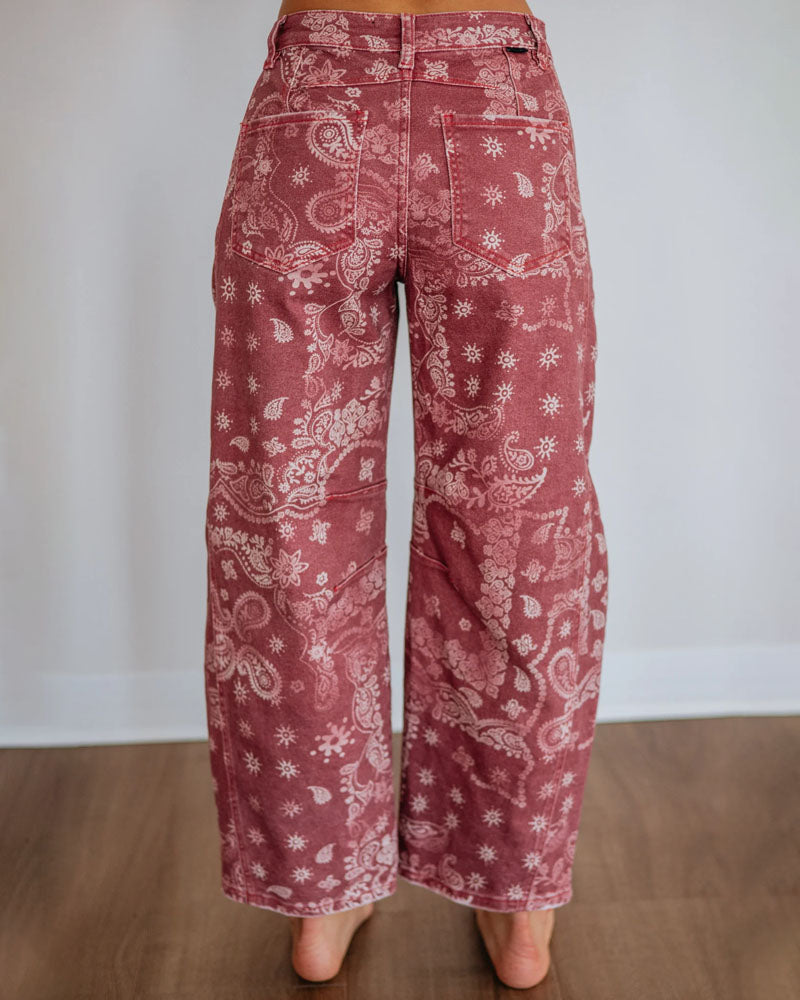 Pattern Shift Cropped Barrel Denim Jeans