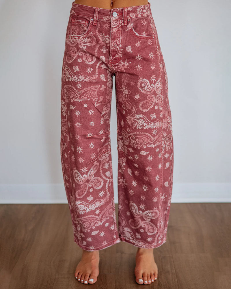 Pattern Shift Cropped Barrel Denim Jeans