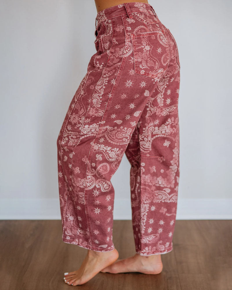 Pattern Shift Cropped Barrel Denim Jeans