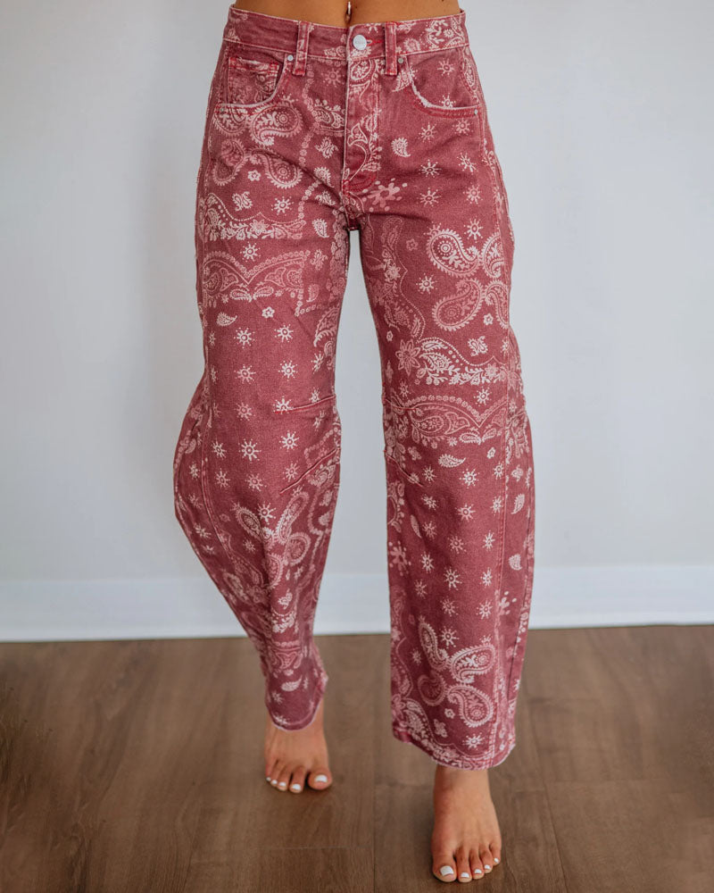 Pattern Shift Cropped Barrel Denim Jeans