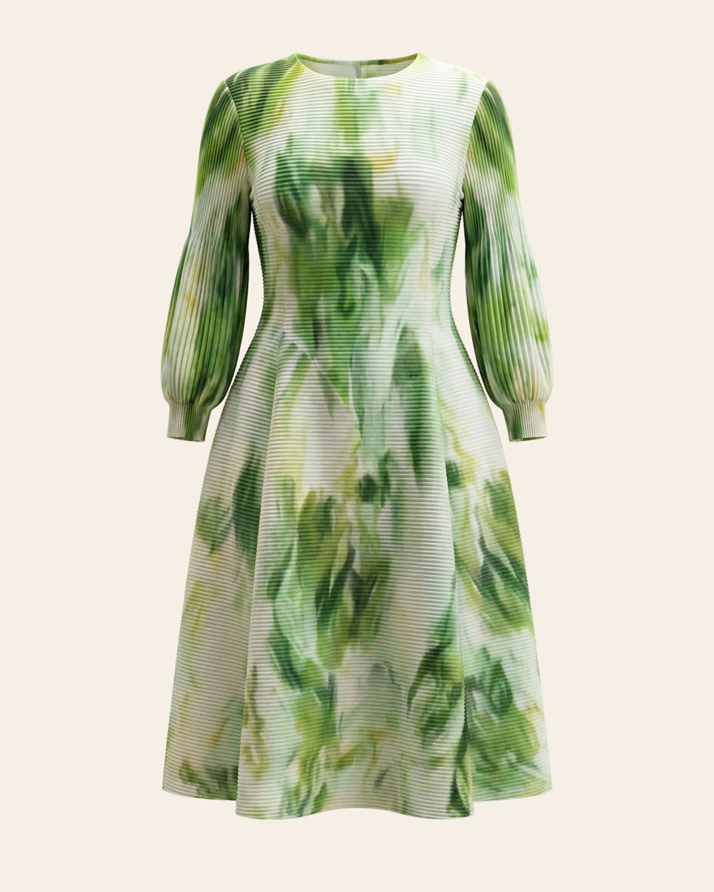 Green abstract-print bouncy midi dress, product view