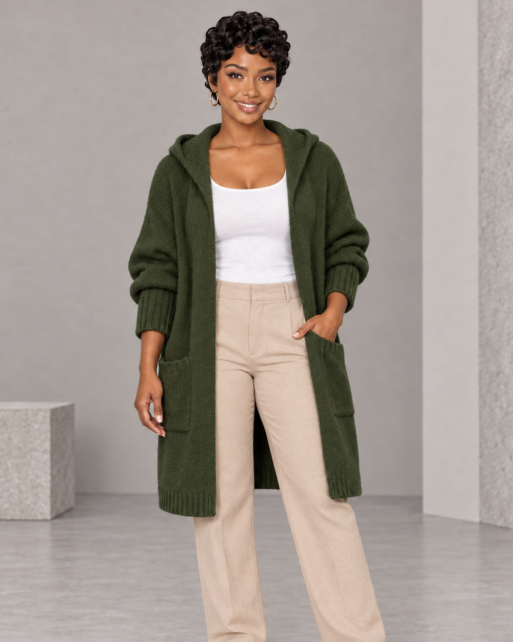 Stay Awhile Hooded Longline Cardigan