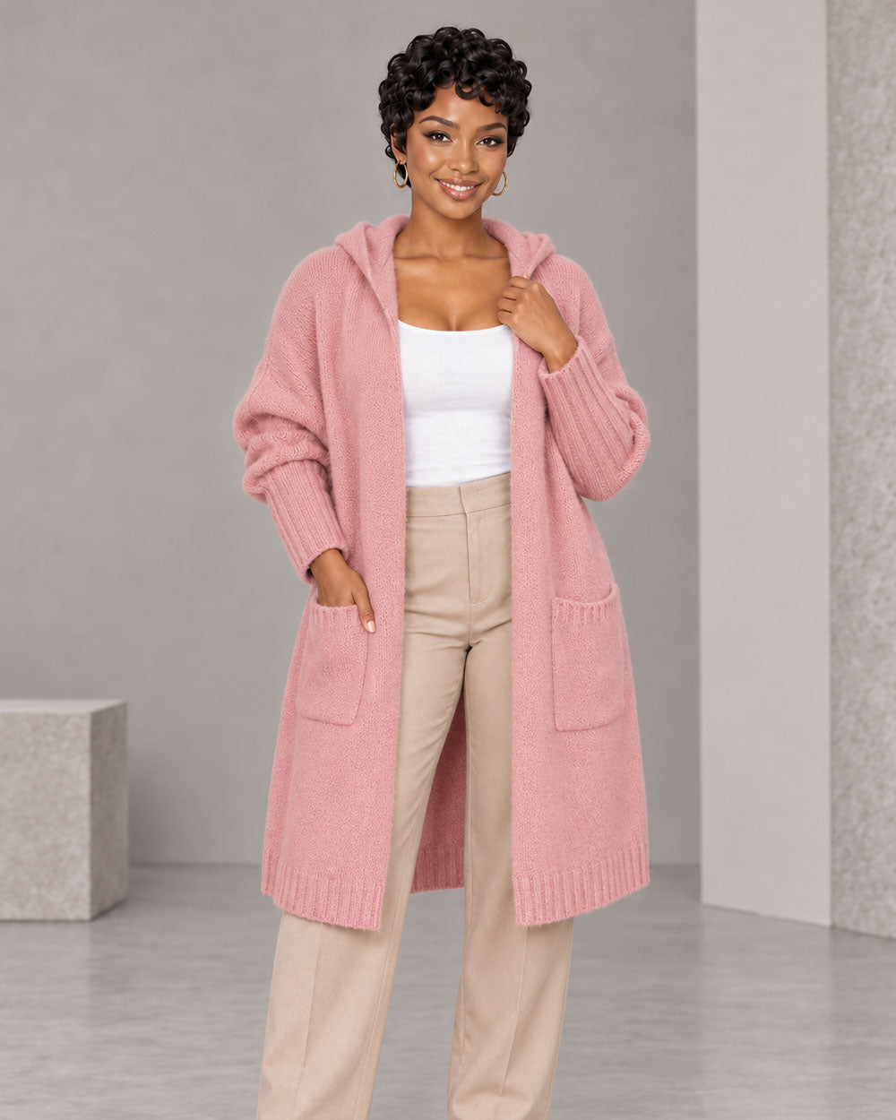 Stay Awhile Hooded Longline Cardigan