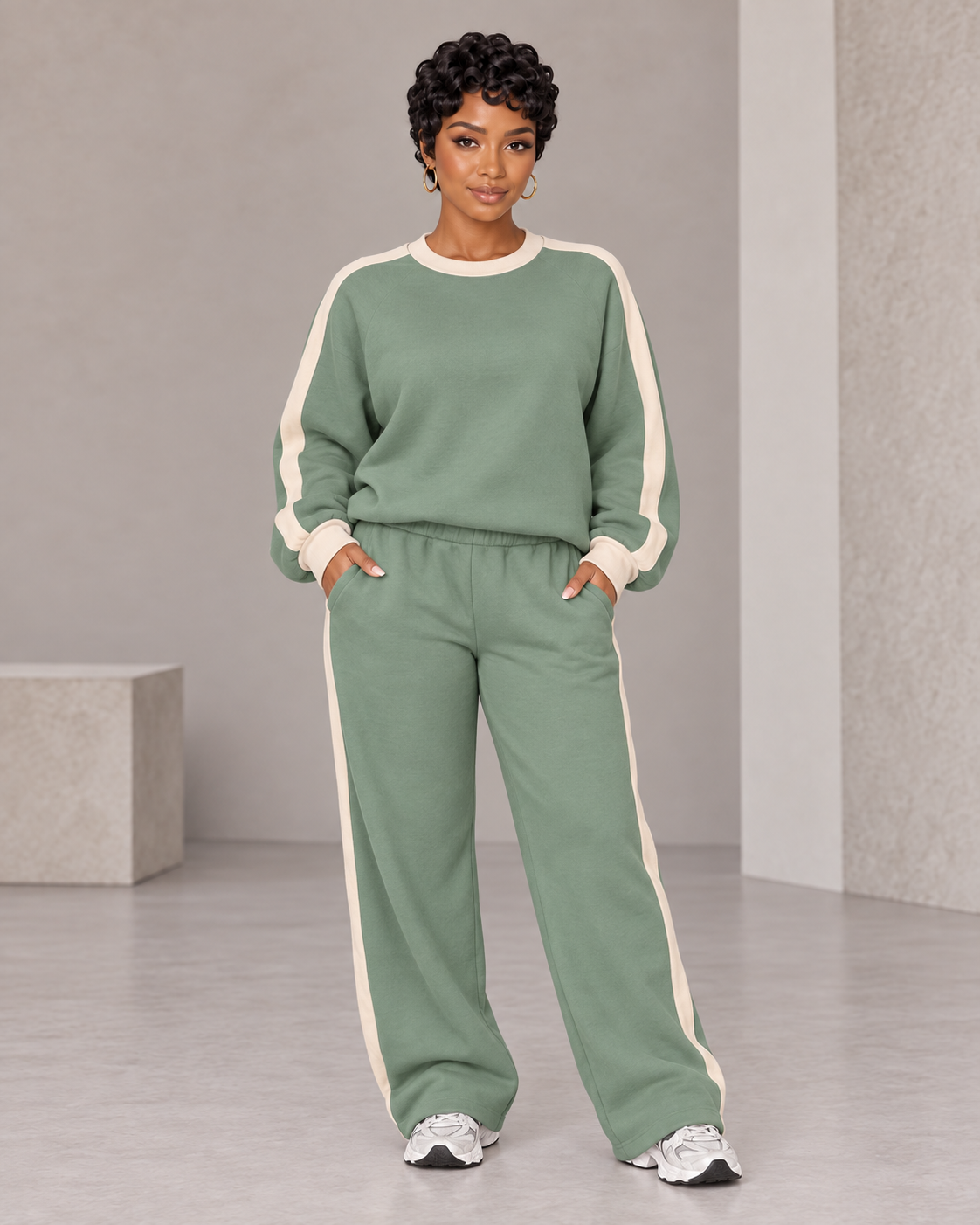 Weekend Route Drawstring Sweatsuit Set