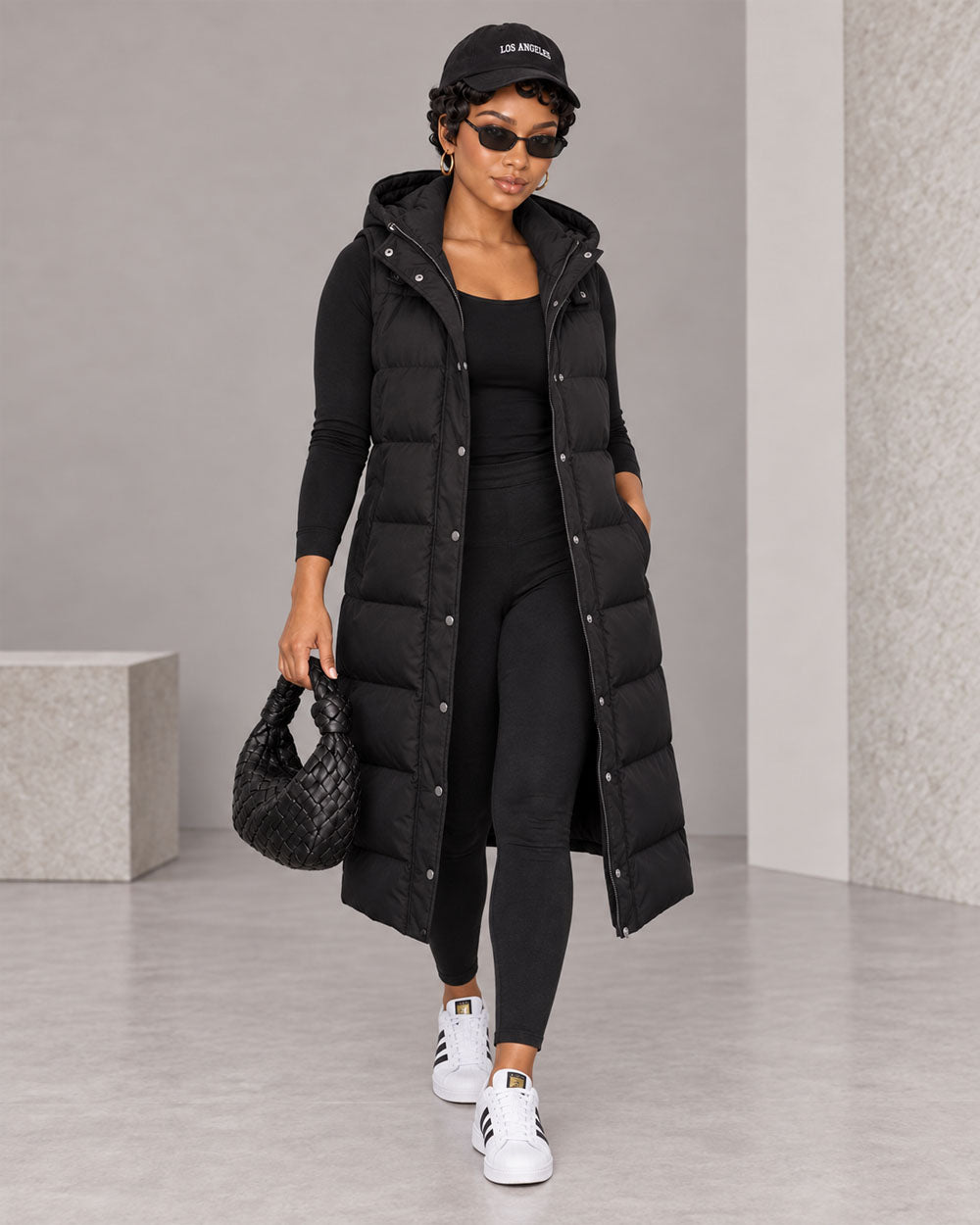 Winter Sweep Hooded Longline Puffer Vest