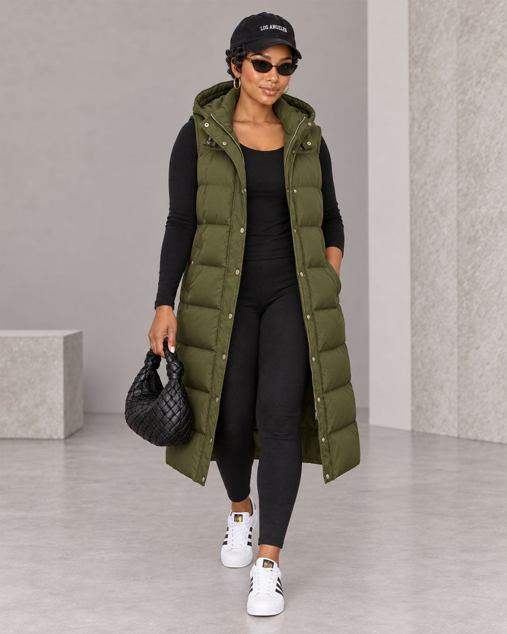 Winter Sweep Hooded Longline Puffer Vest