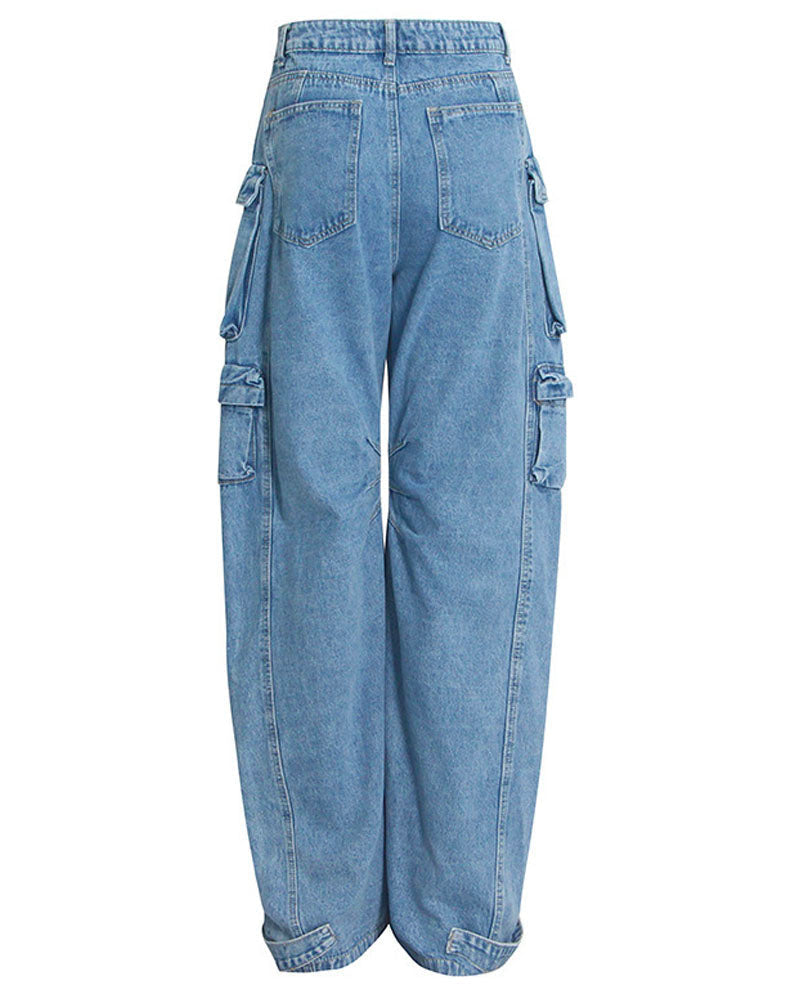 Hem Shift Tall-Friendly Denim Cargo Jeans